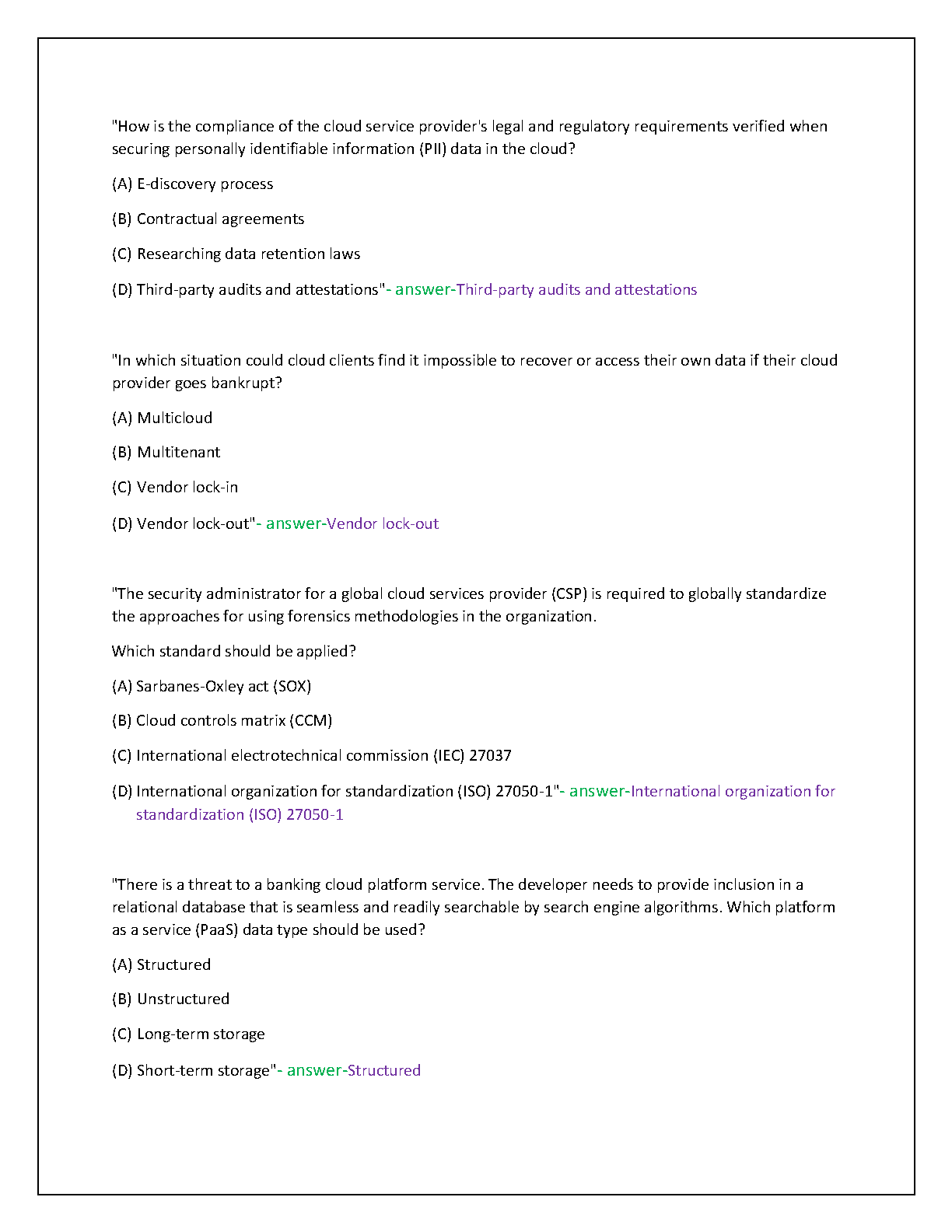 WGU C838 CCSP Test Bank: 230 QA for Cloud Security OA IMG-3