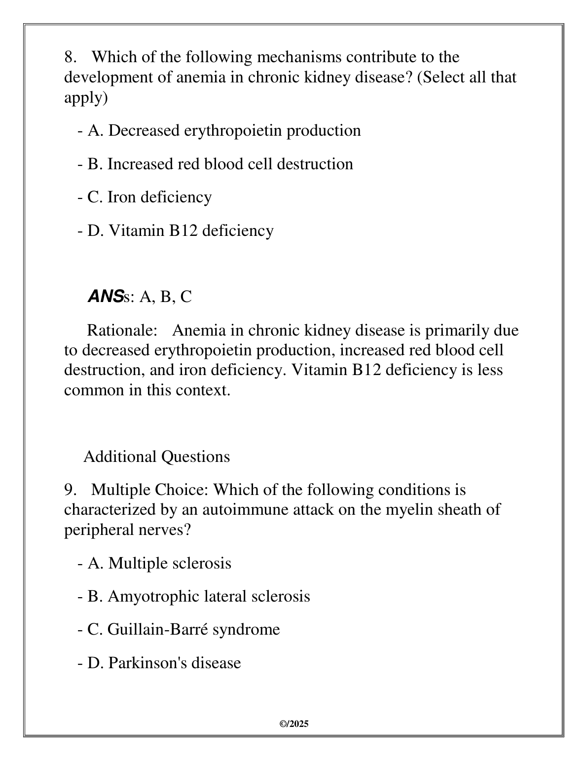WGU NURS 2508 Pathophysiology FA Test Bank 2025