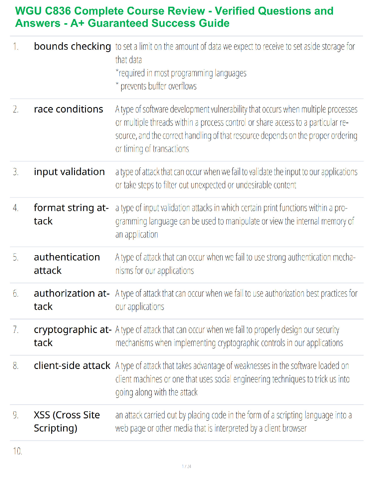 WGU C836 Cybersecurity Verified Q&A Study Guide