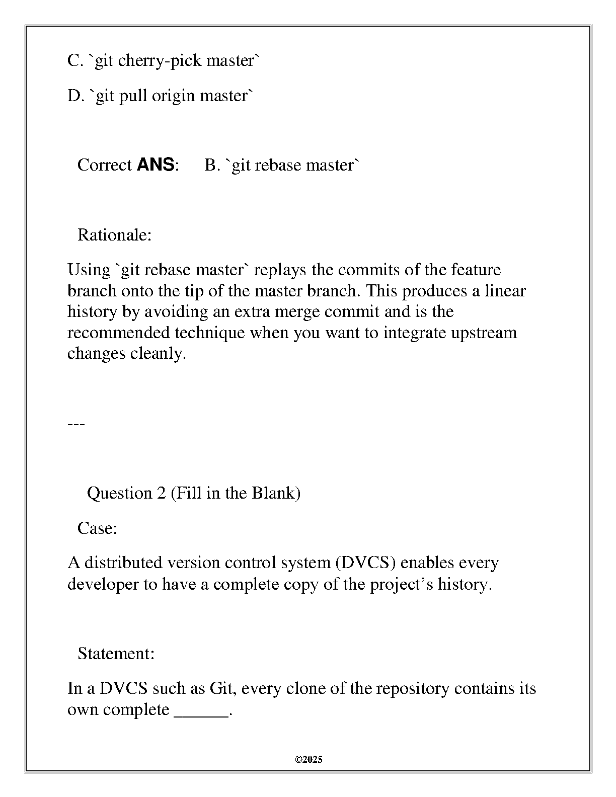 ITSW 2110 D197 Version Control Exam Prep & Practice
