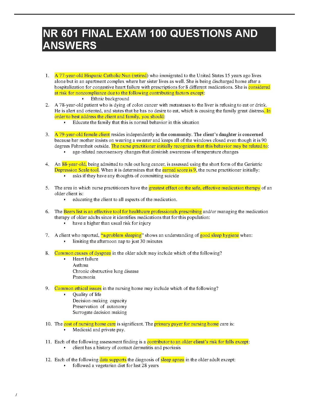 NR 601 Final Exam Questions And Answers 2024/2025 Guide