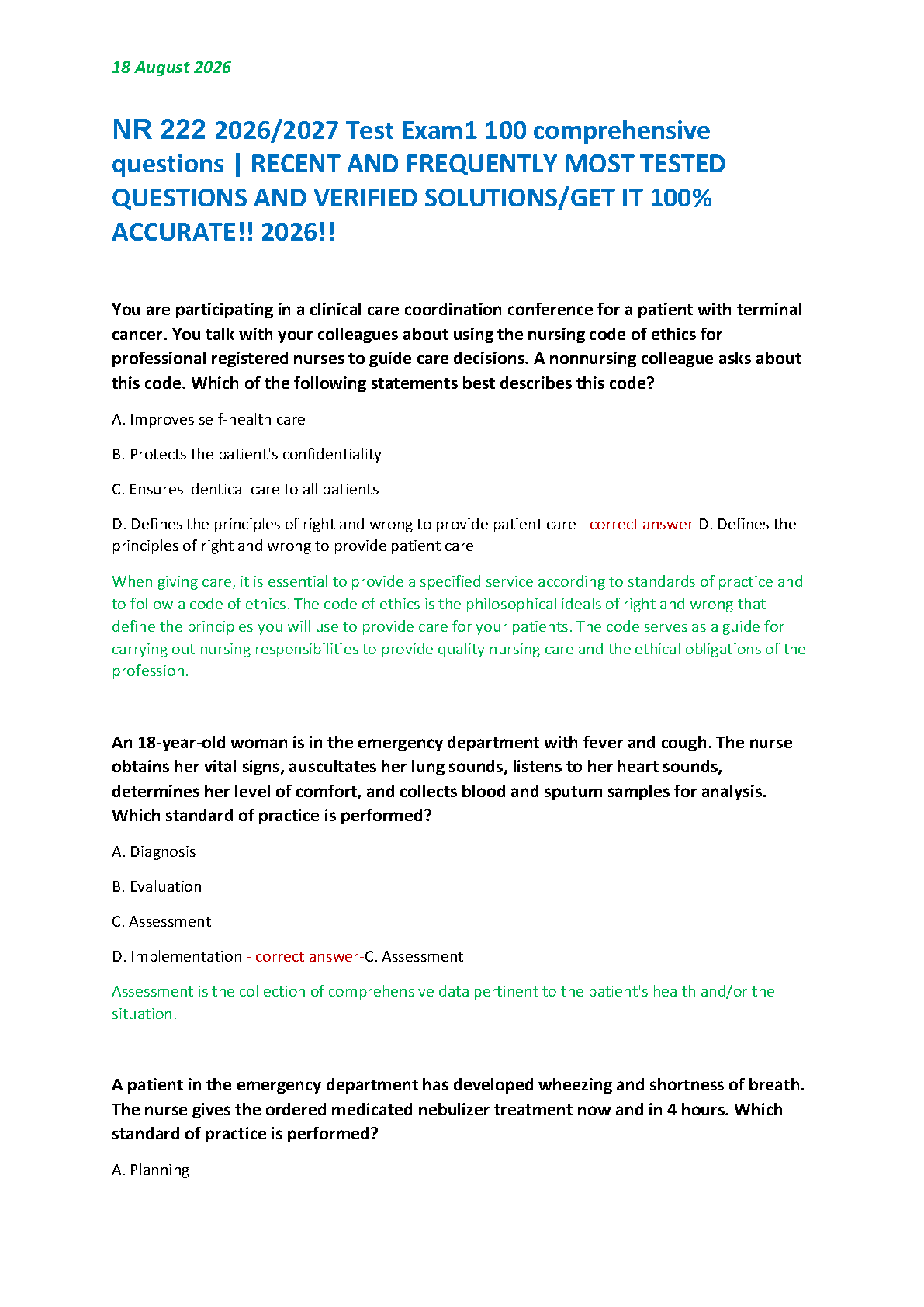 NR 222 Nursing Fundamentals Test Bank 2026-2027 IMG-1