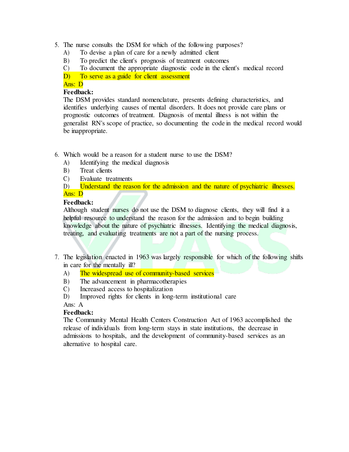 PSYCHIATRIC MENTAL HEALTH NURSING 8TH EDITION TEST BANK IMG-1