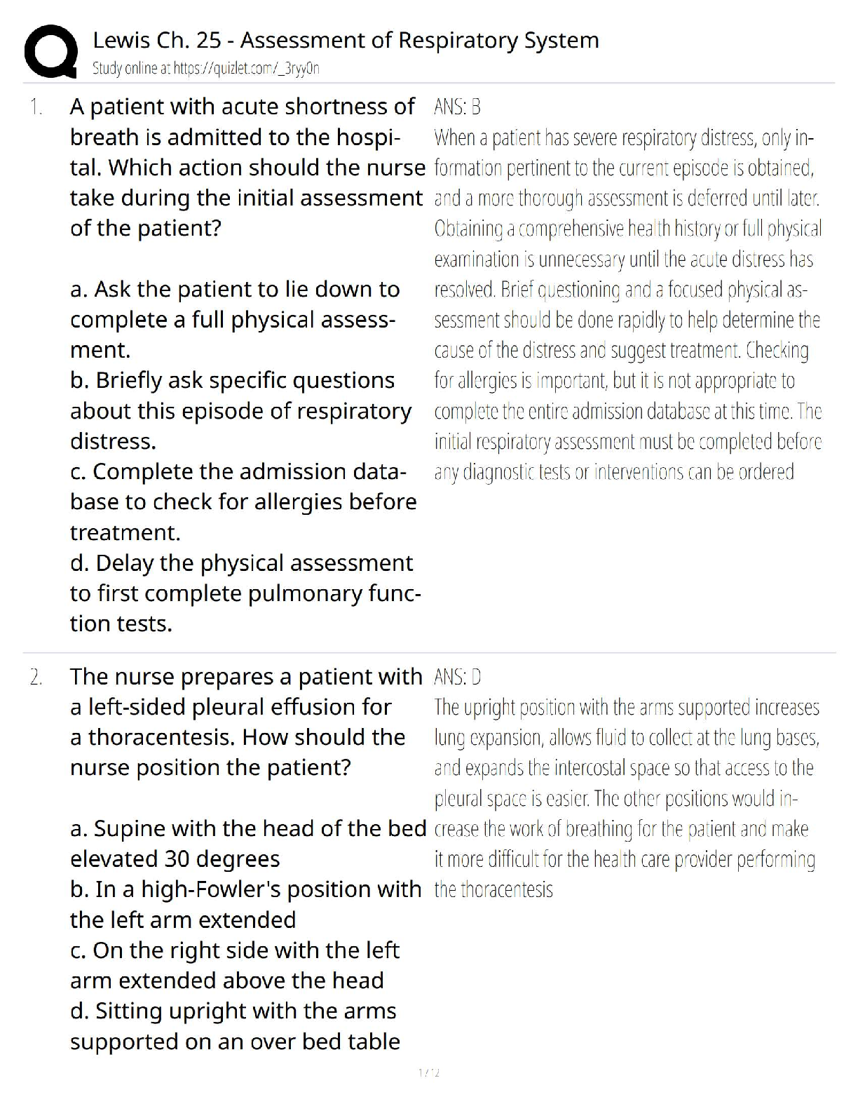 Respiratory Nursing Test Bank Ch 25 2026/27 IMG-1