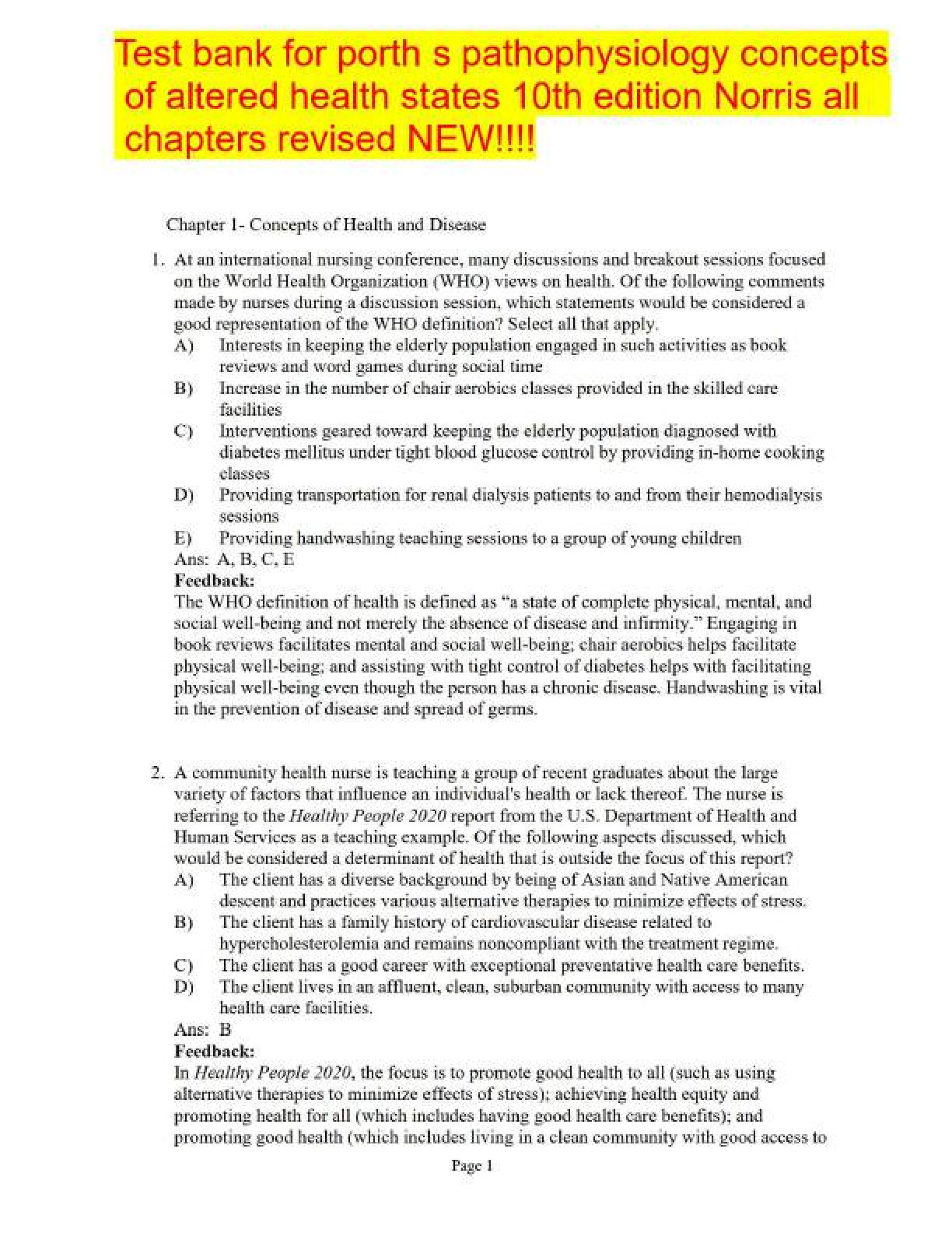 Pathophysiology 10e Test Bank Norris 2026/27 IMG-1