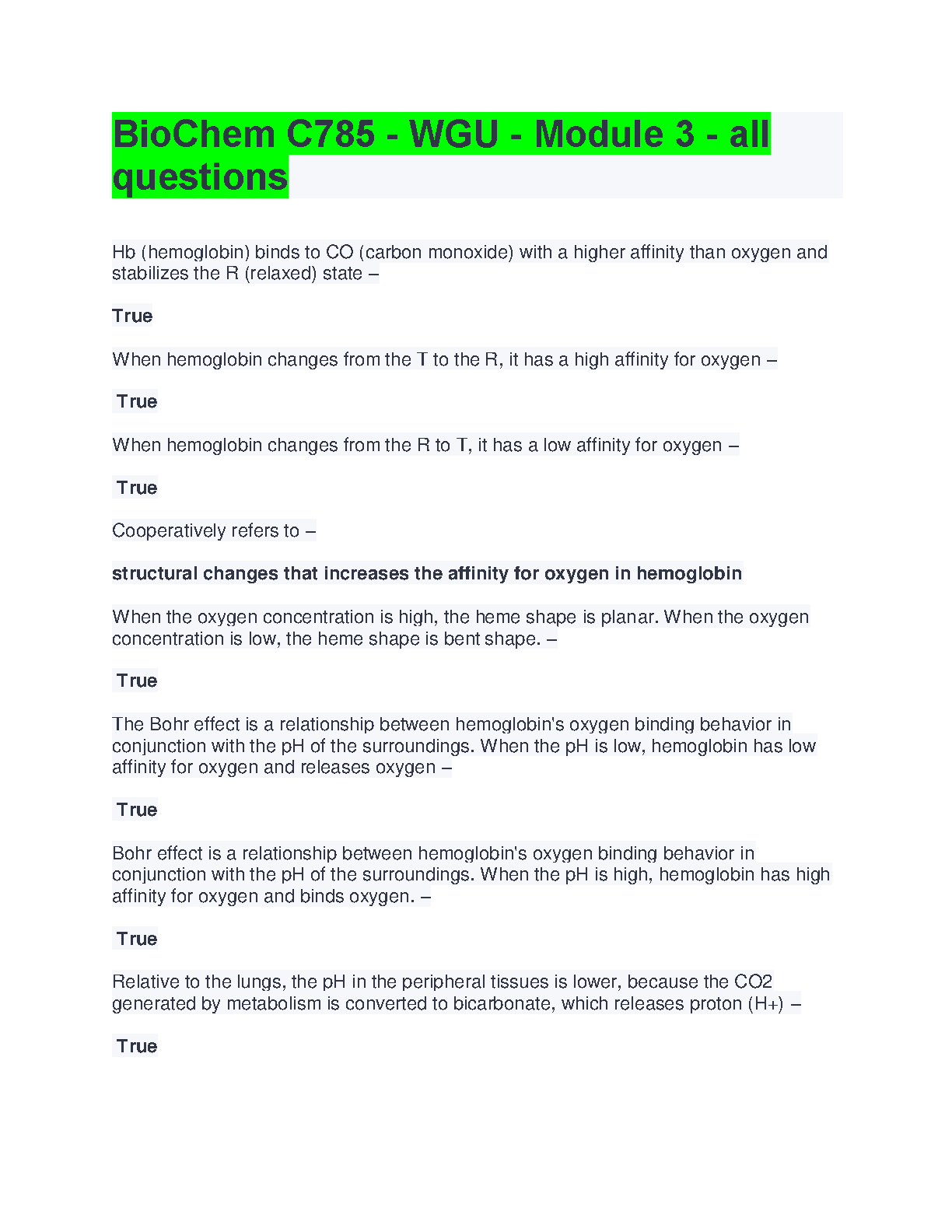WGU C785 Biochem Module 3 Test Bank with Verified Answers IMG-1