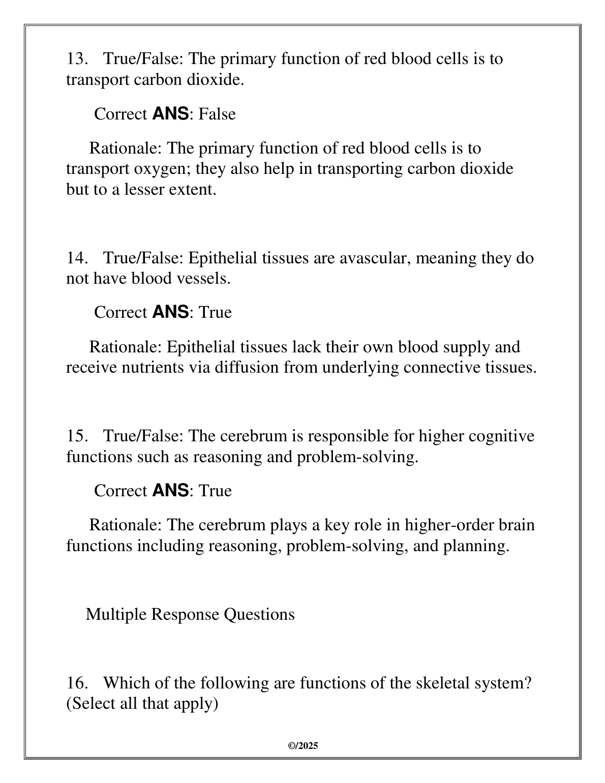 WGU SCIE 1011 Anatomy Physio I Test Bank 2025 Q&A IMG-3