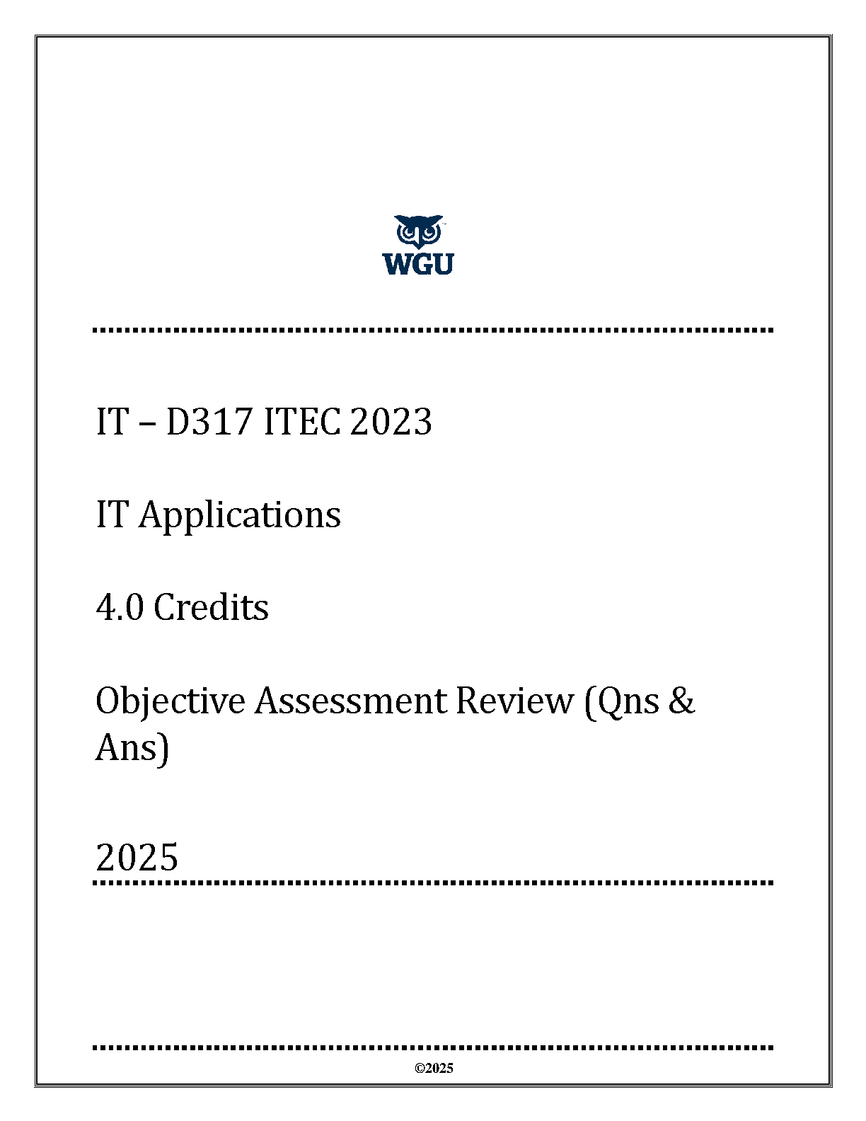 WGU D317 ITEC IT Apps Exam Q&A Guide 2024-2025 IMG-1