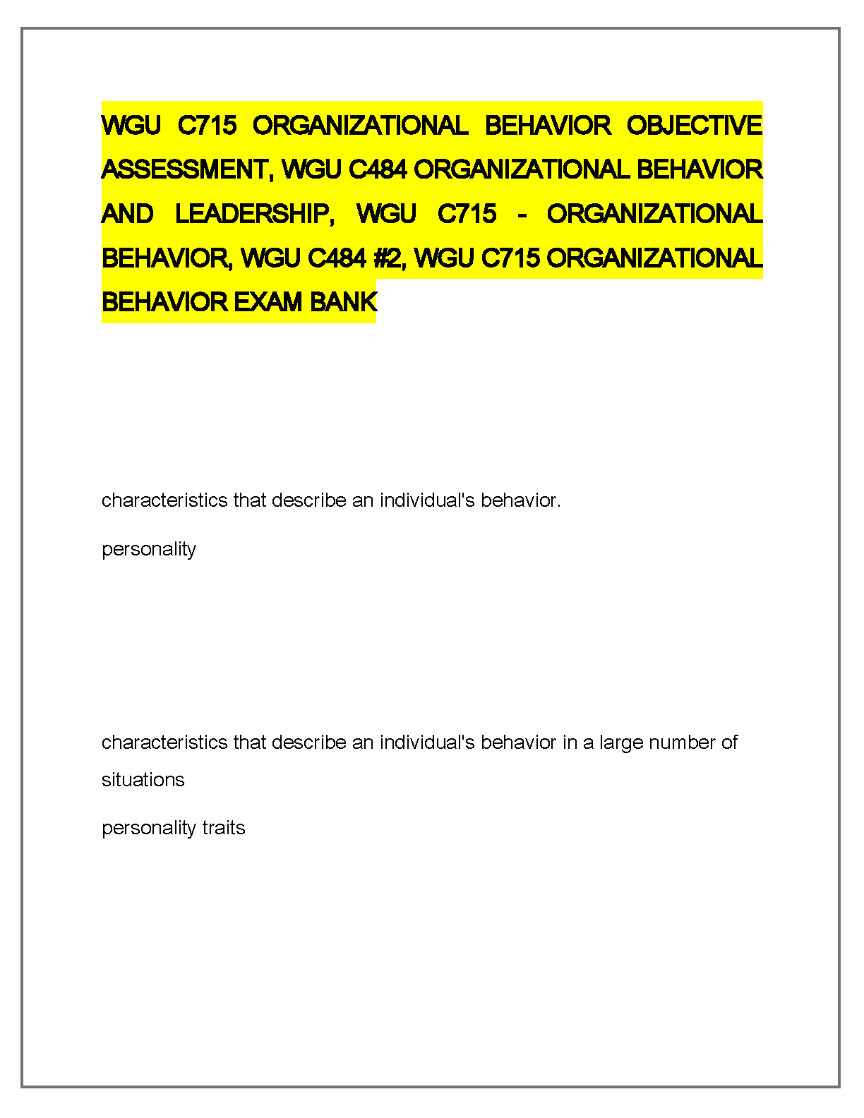 WGU OB Exam Bank C715 C484 | Pass First Attempt 2024 IMG-1
