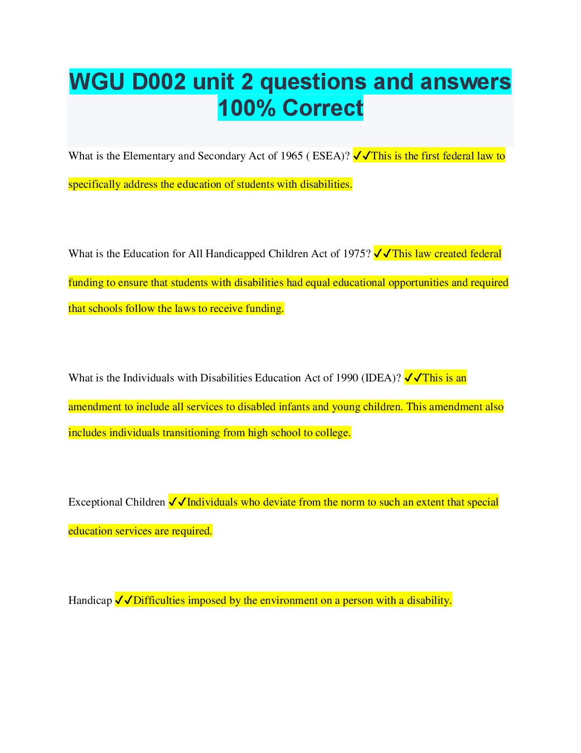 WGU D002 Unit 2 Q&A Guide