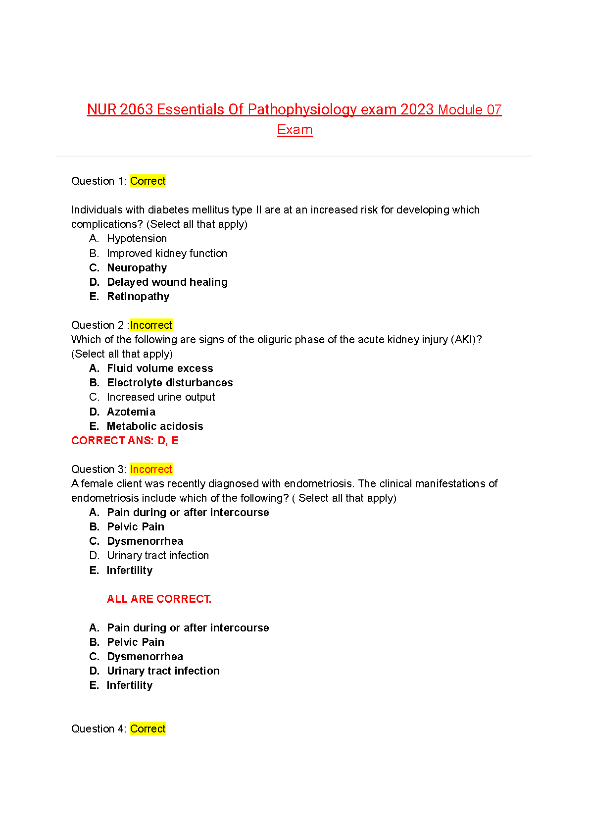 NUR 2063 Pathophysiology Module 07 Exam Test Bank 2026/2027 IMG-1