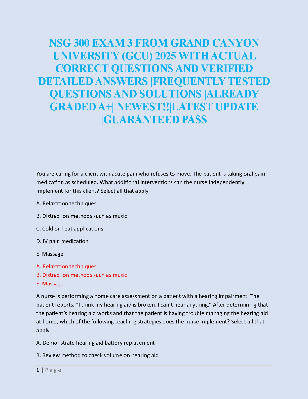 NSG 300 Exam 3 Test Bank GCU 2026/27 Verified IMG-1