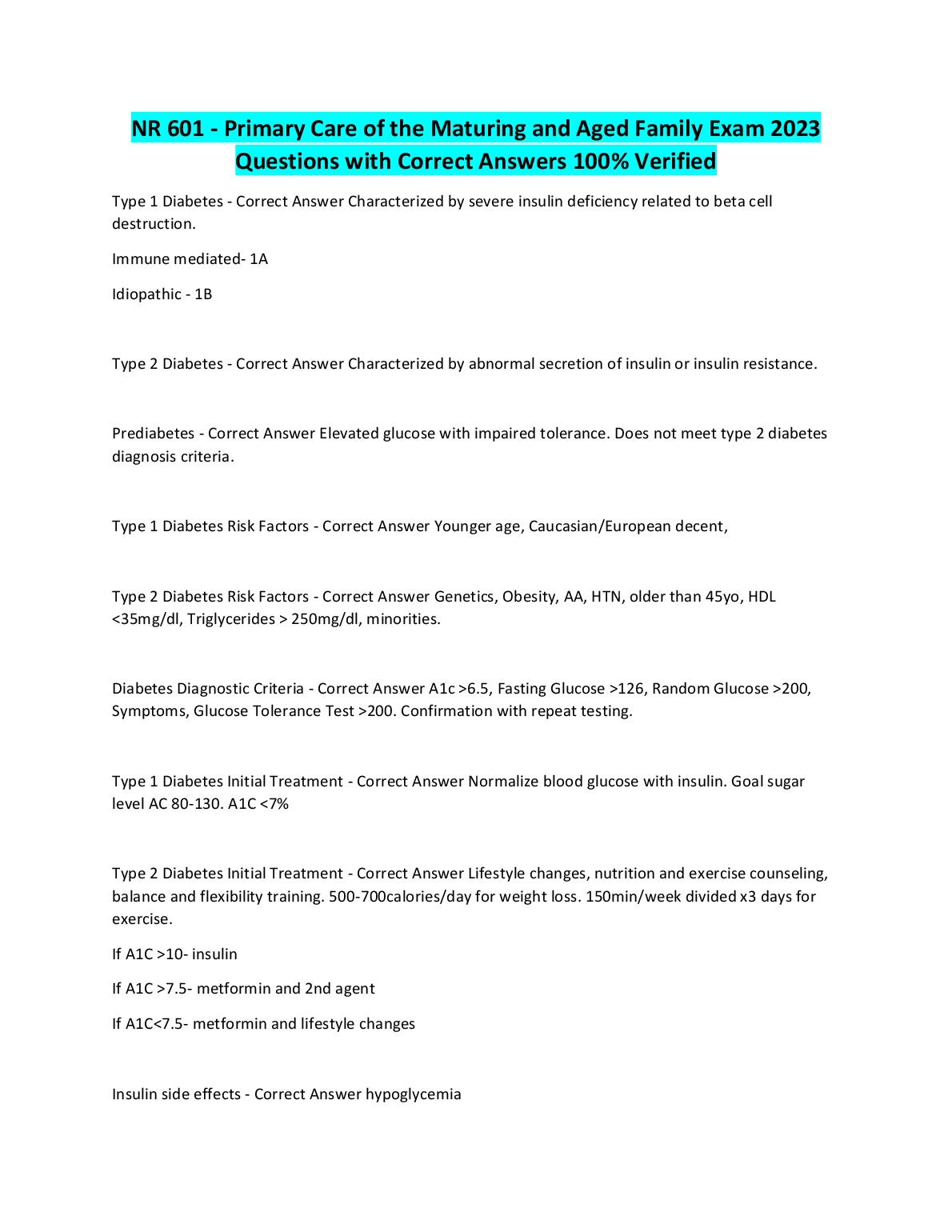 NR 601 Maturing Family Exam 2023 Verified Q&A Study Bank