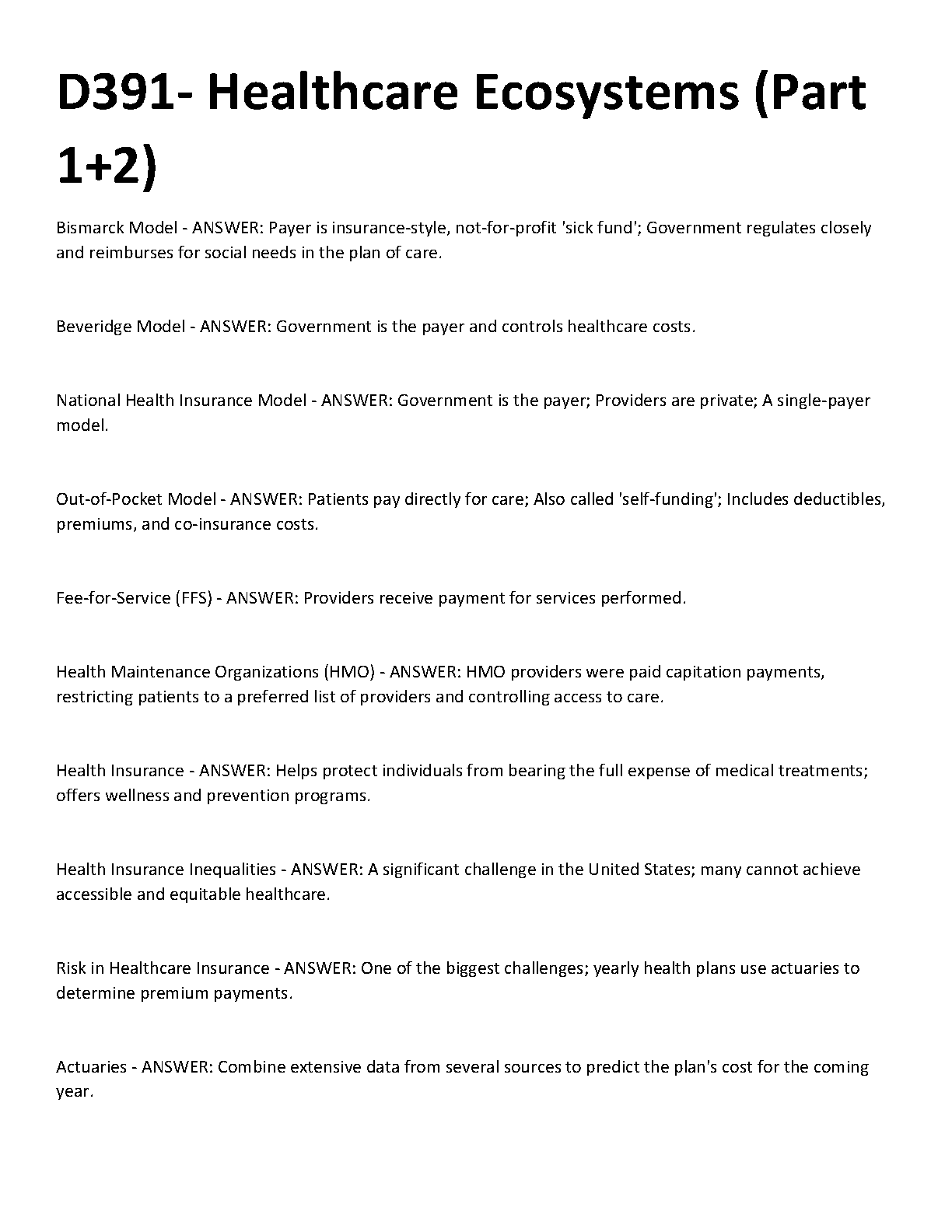 WGU D391 Healthcare Ecosystems Study Guide IMG-1