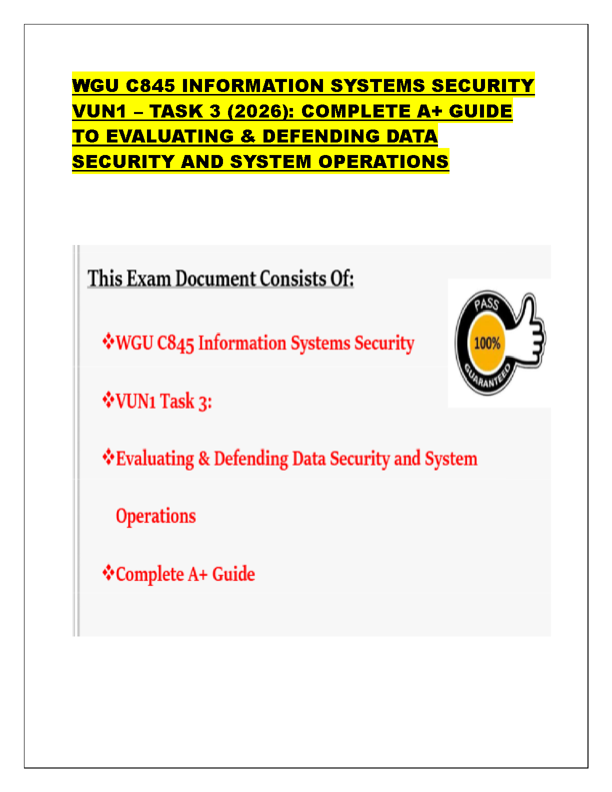 WGU C845 Task 3 VUN1 2026 Information Systems Security Guide IMG-1
