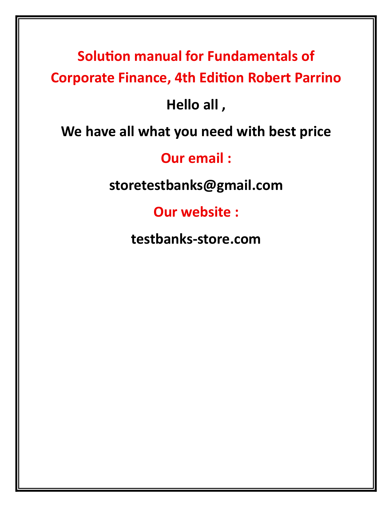 Fundamentals of Corporate Finance, 4th Edition