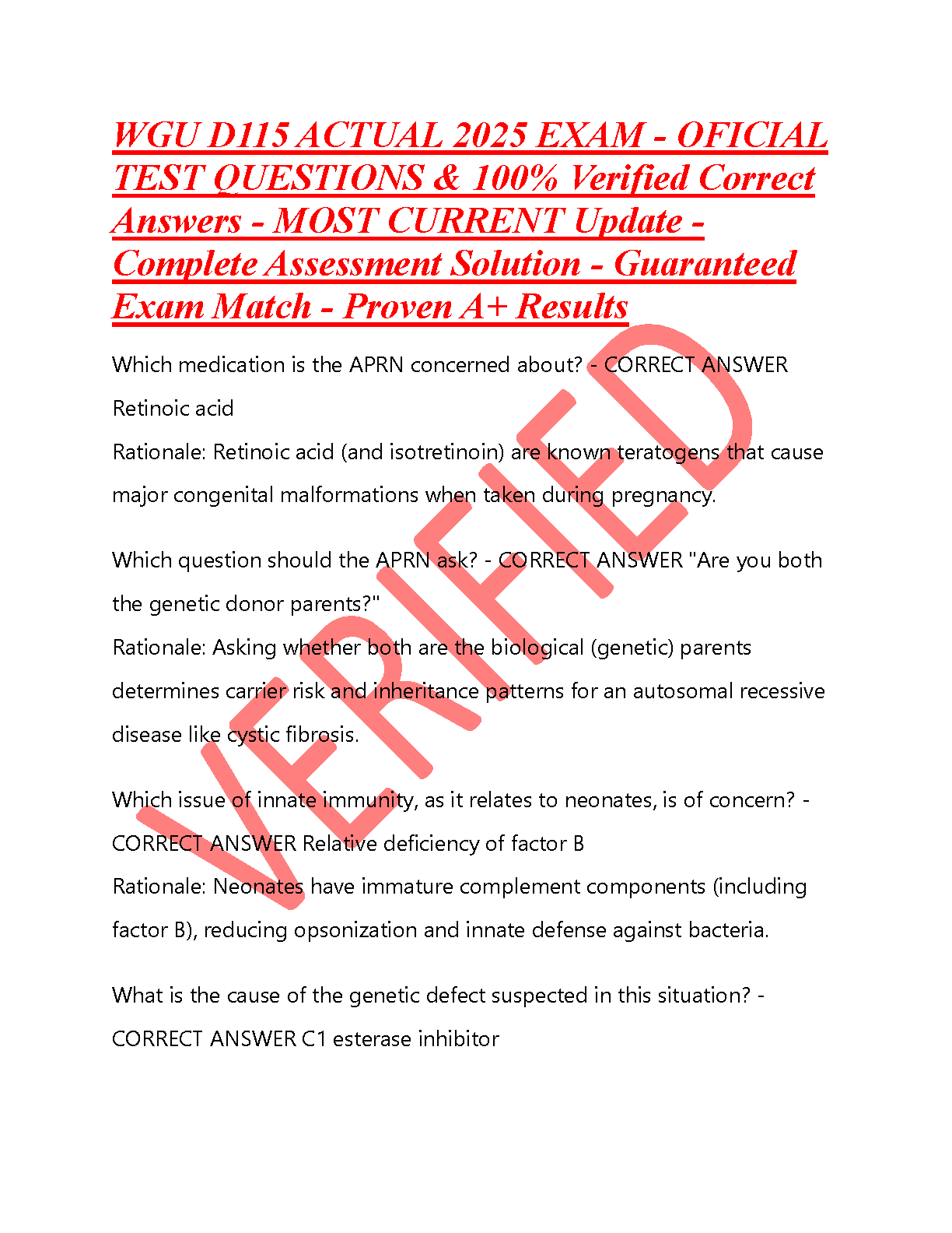 WGU D115 Advanced Pathophysiology Exam Prep 2025/26 Study Guide IMG-1