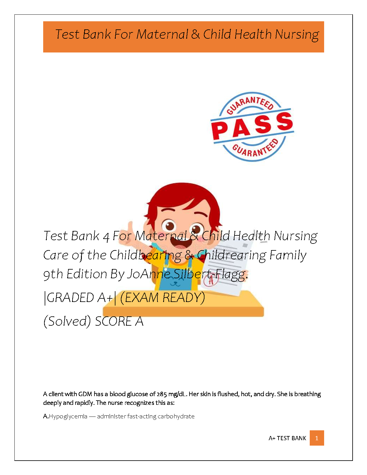 Silbert-Flagg Maternal Child Health Nursing Test Bank 2026/27