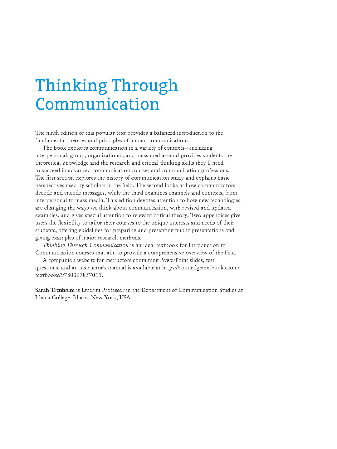 Thinking Through Comm Test Bank 9th Ed Solutions