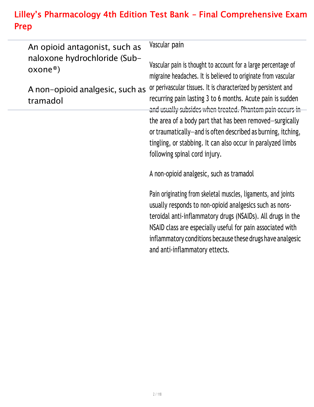 Lilley’s Pharmacology 4th Edition Test Bank