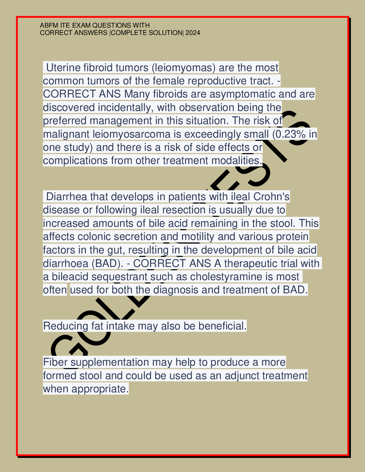 ABFM ITE 2026/27 Test Bank & Practice Questions for Family Meds Residency