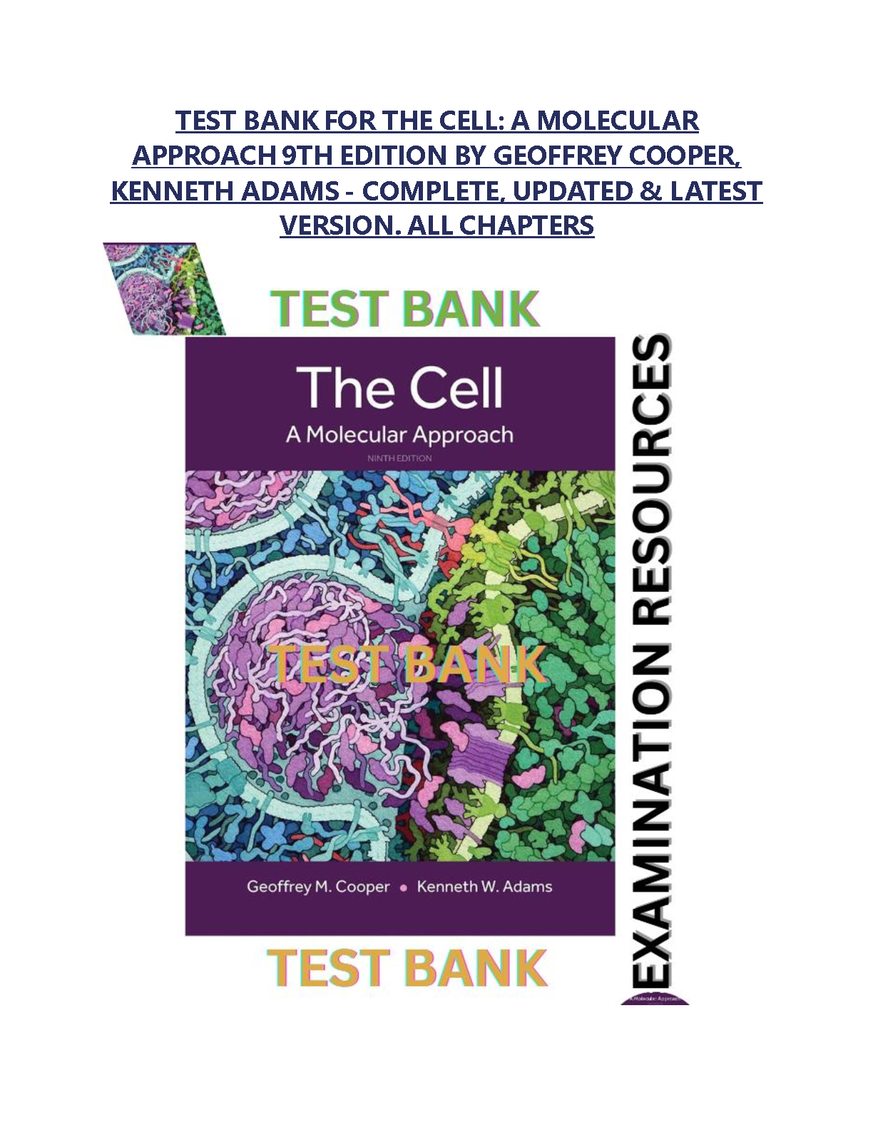 The Cell: A Molecular Approach, 9th Edition