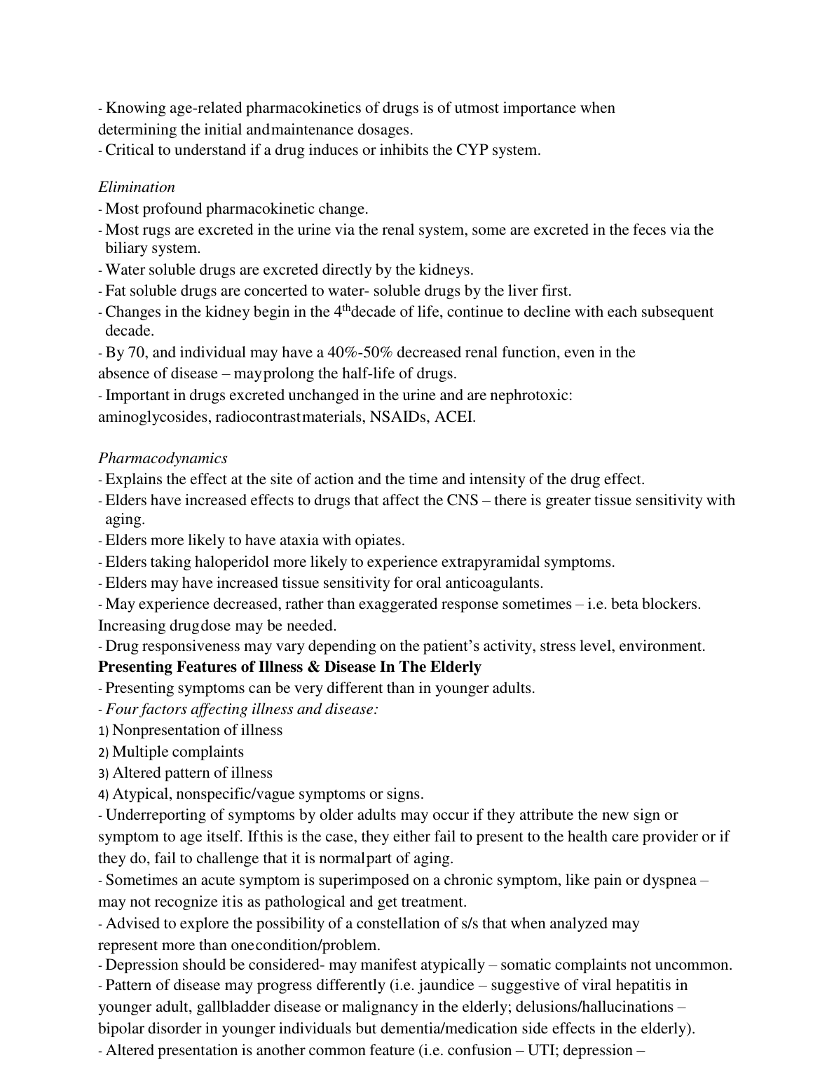 NR 601 Ch 1 Study Guide: Aging Physiological Changes