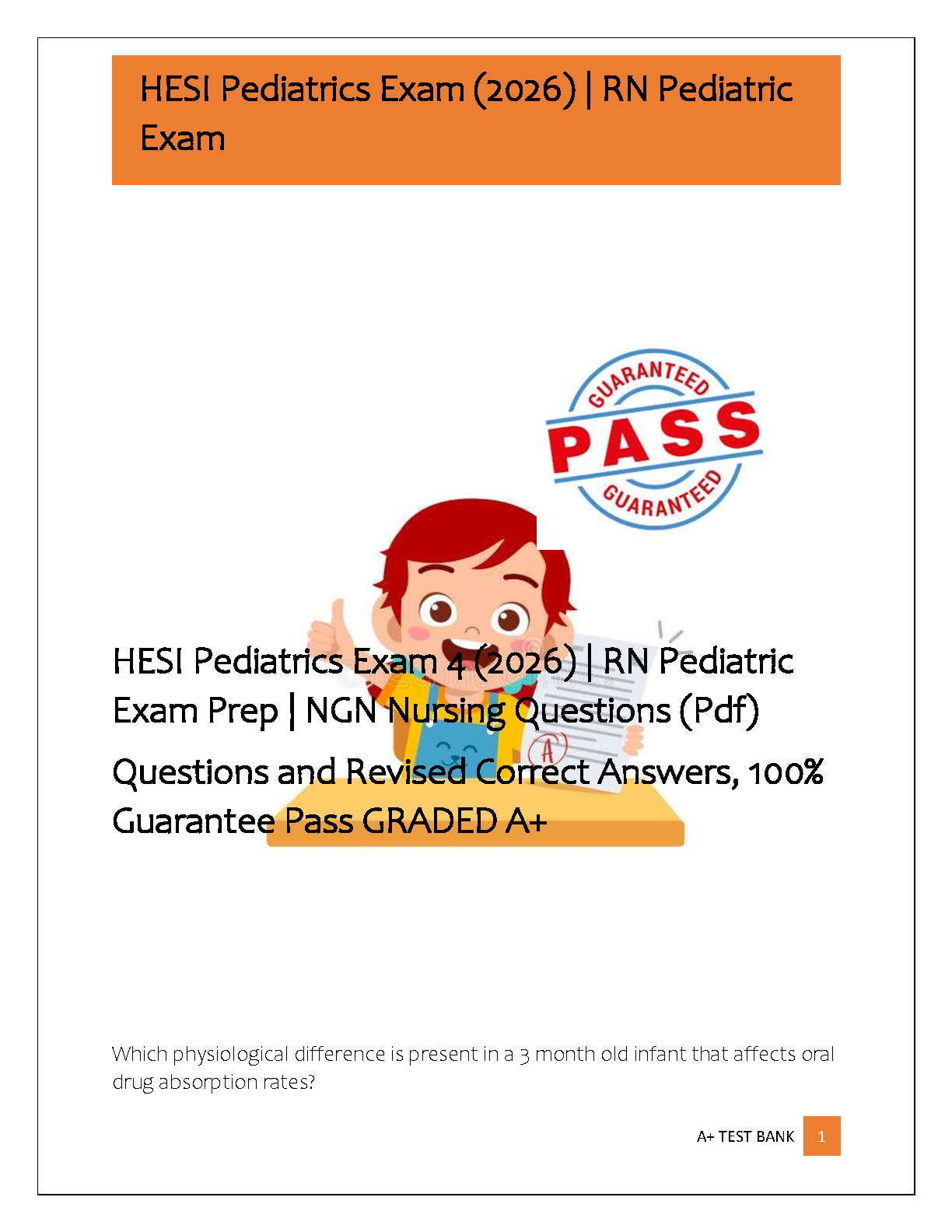 HESI Pediatrics Exam Prep 2026 NGN Practice Test Bank IMG-1