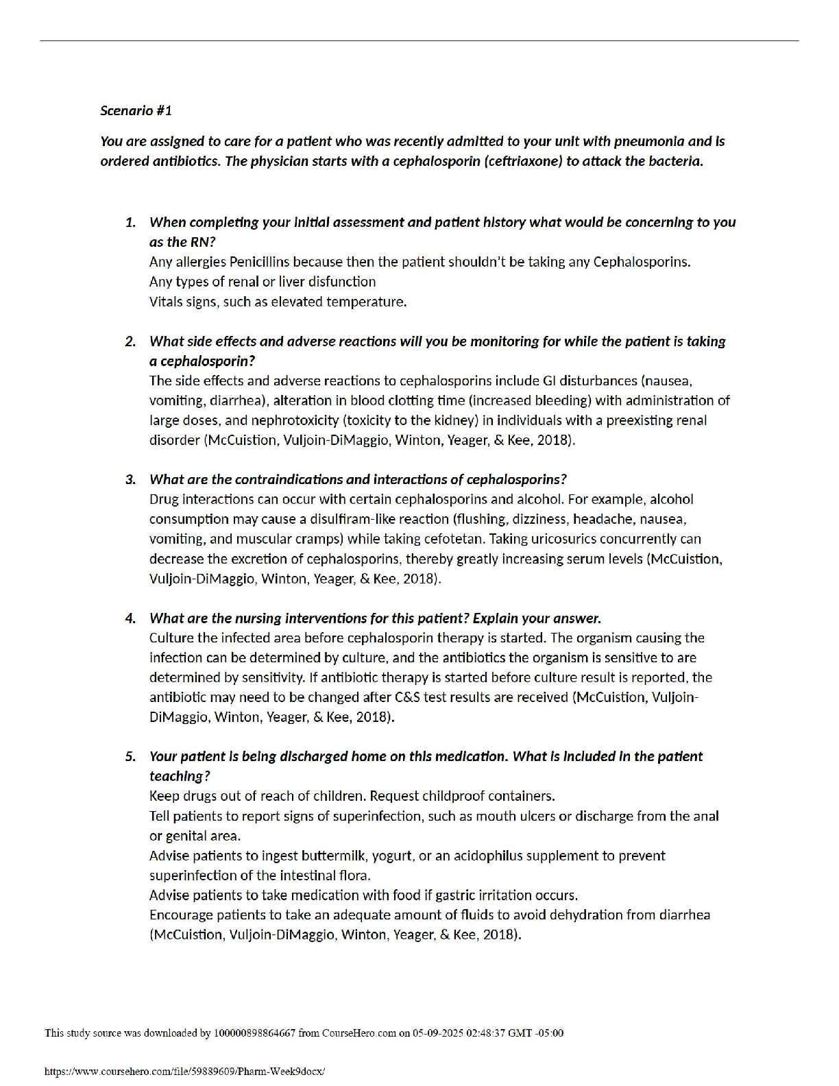 Cephalosporin Case Study Nursing Exams 2026/27