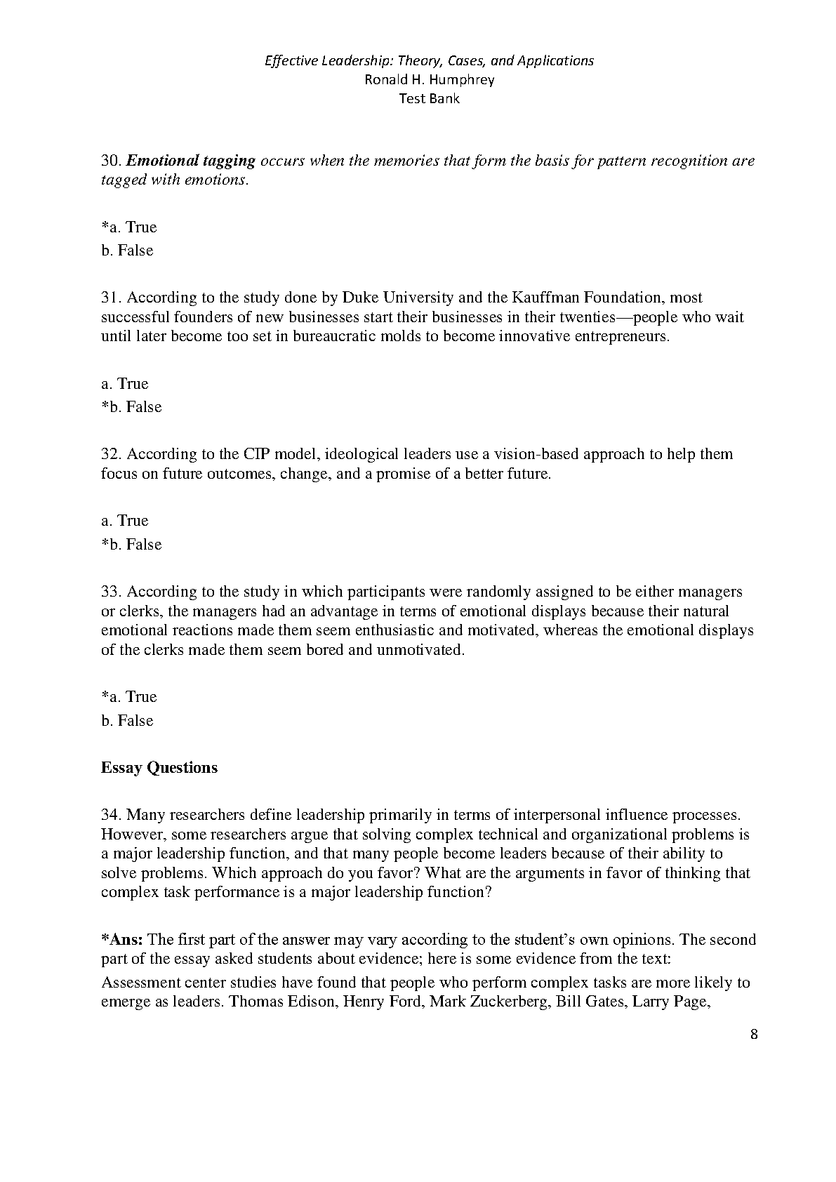 Effective Leadership 1st Edition Test Bank IMG-1