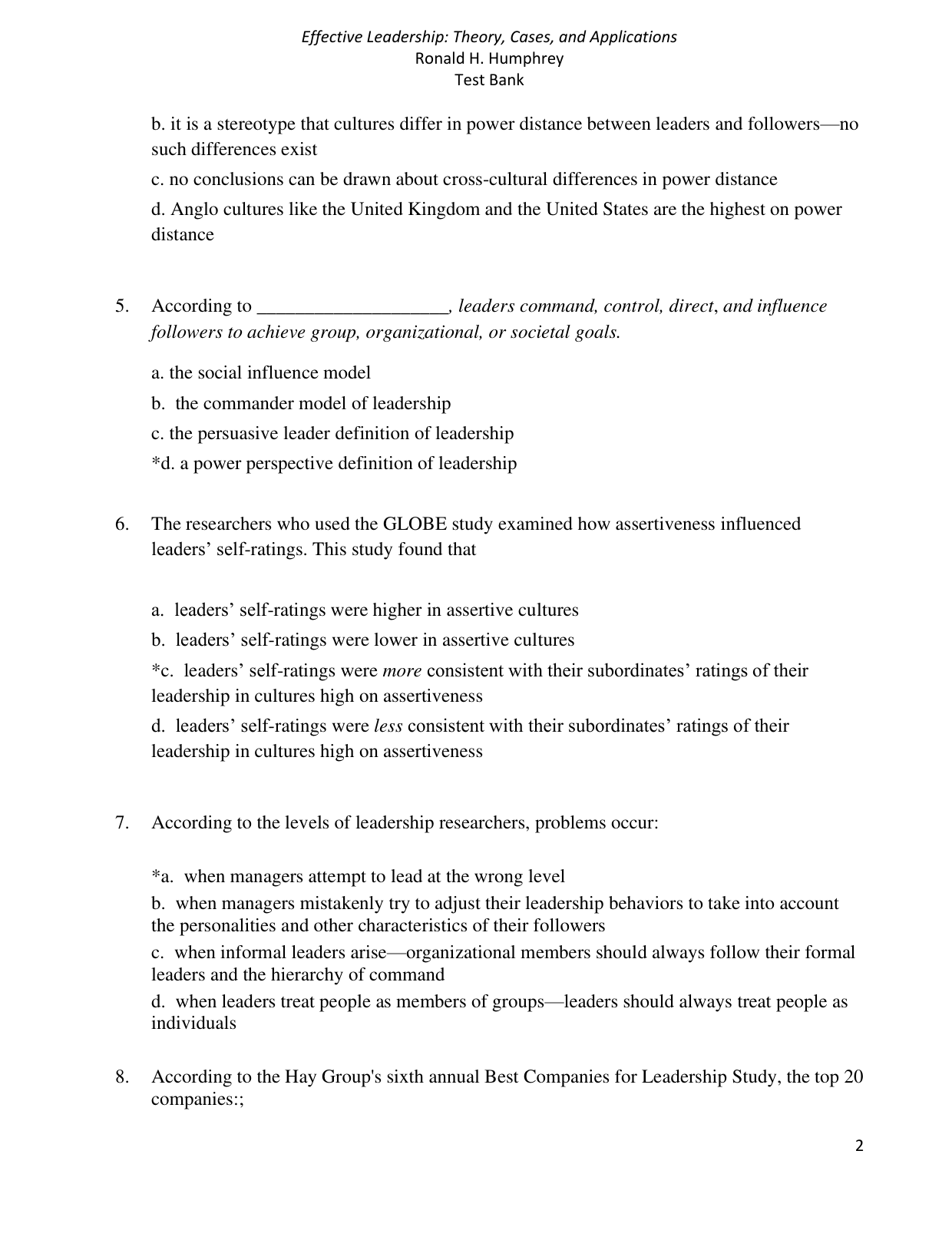 Effective Leadership 1st Edition Test Bank IMG-3