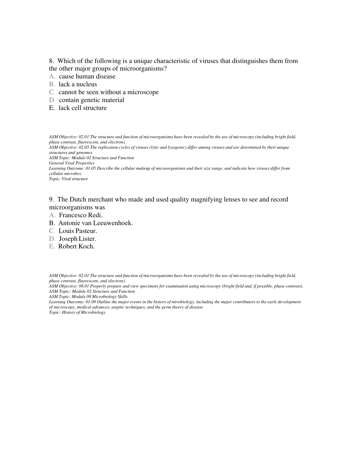 Foundations in Microbiology  9th Edition Talaro Test Bank