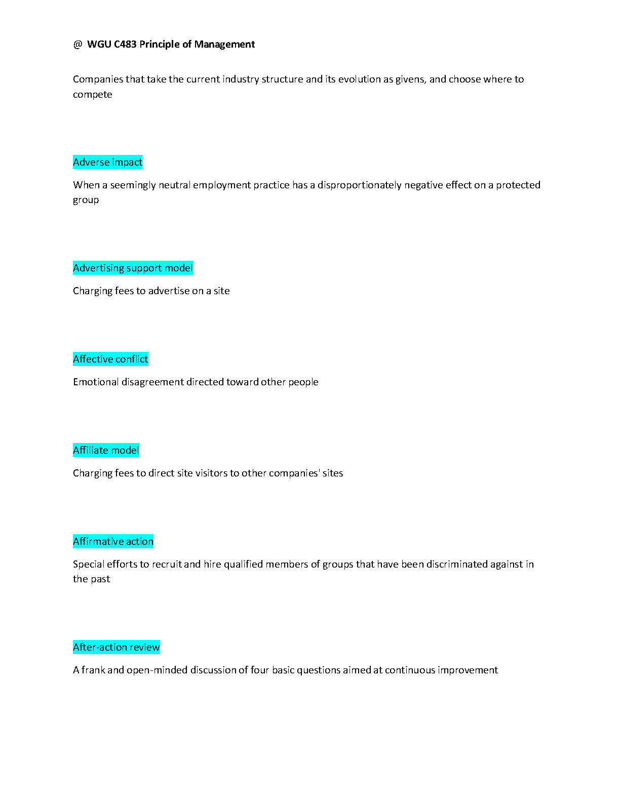 WGU C483 Management Final Exam Study Guide 2025