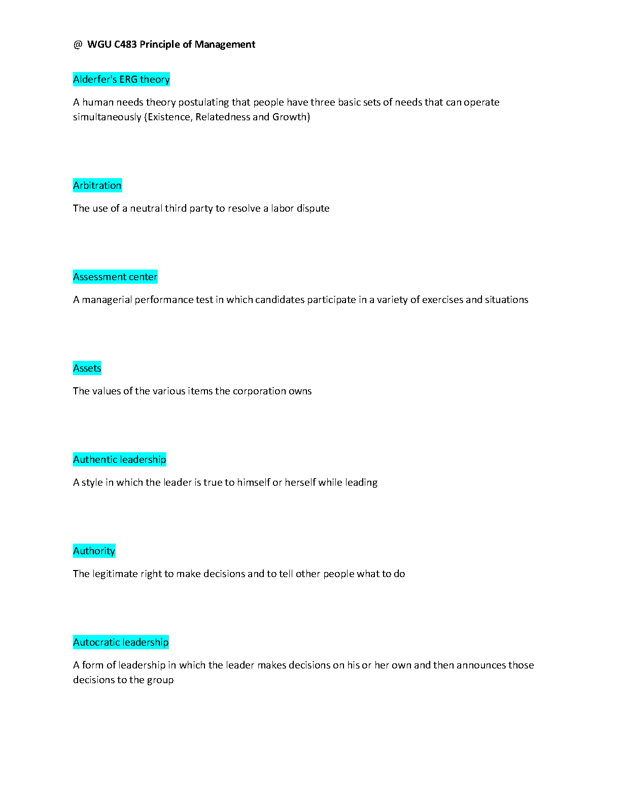 WGU C483 Management Final Exam Study Guide 2025 IMG-3