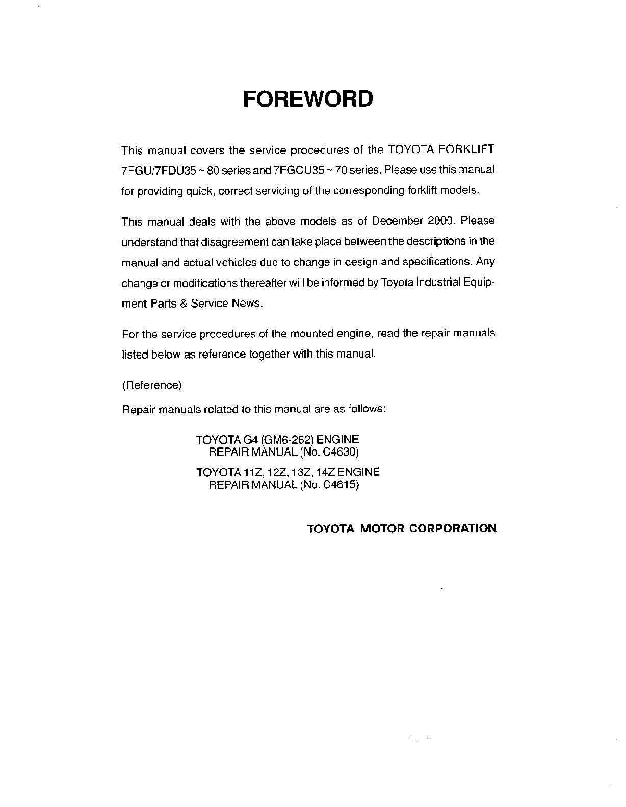 Toyota Forklift 7FDU 7FGU Service Manual 2006 IMG-1