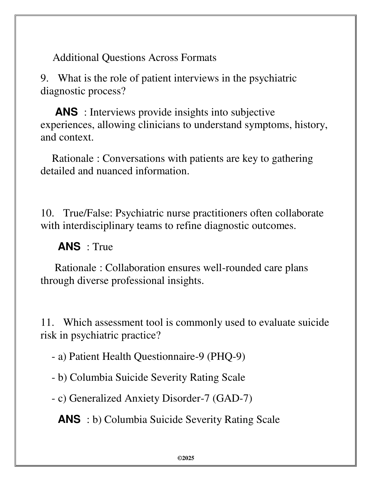 NURS 6437 Assessment Diagnosis PMHNP Exam Review 2025