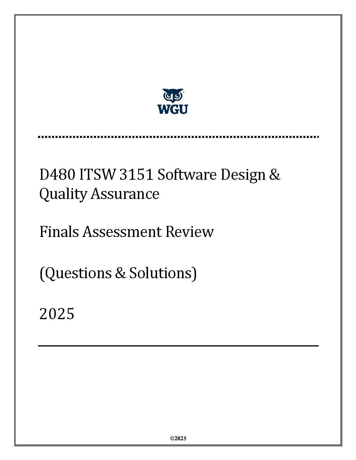 WGU ITSW 3151 Software Design QA Test Bank 2025 IMG-1