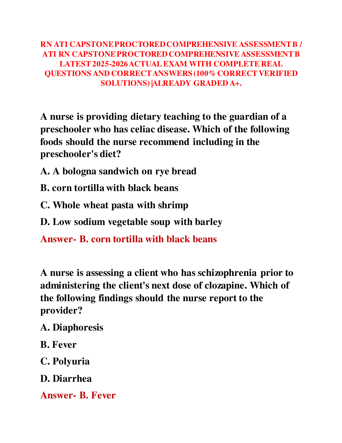 ATI RN Capstone B Test Bank 2026/27 Verified Qs
