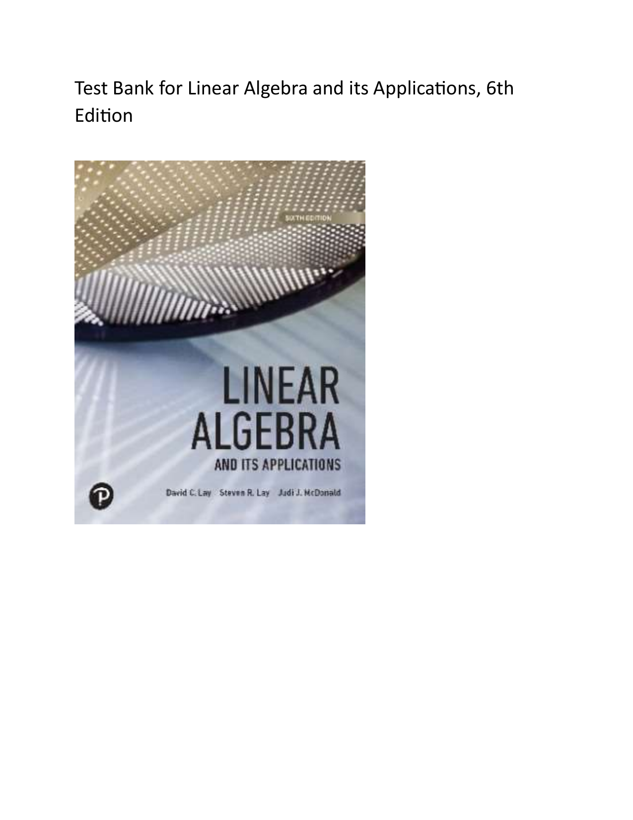 Linear Algebra and Its Applications 6th Edition Test Bank