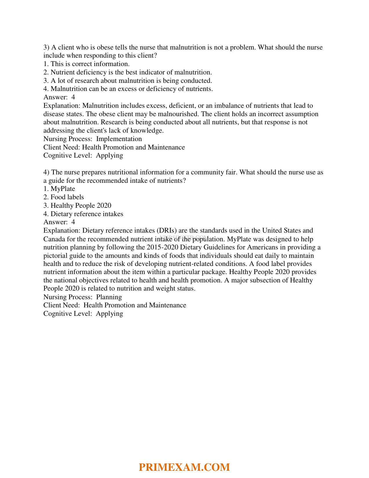 Nutrition and Diet Therapy for Nurses 2nd Edition TEST BANK