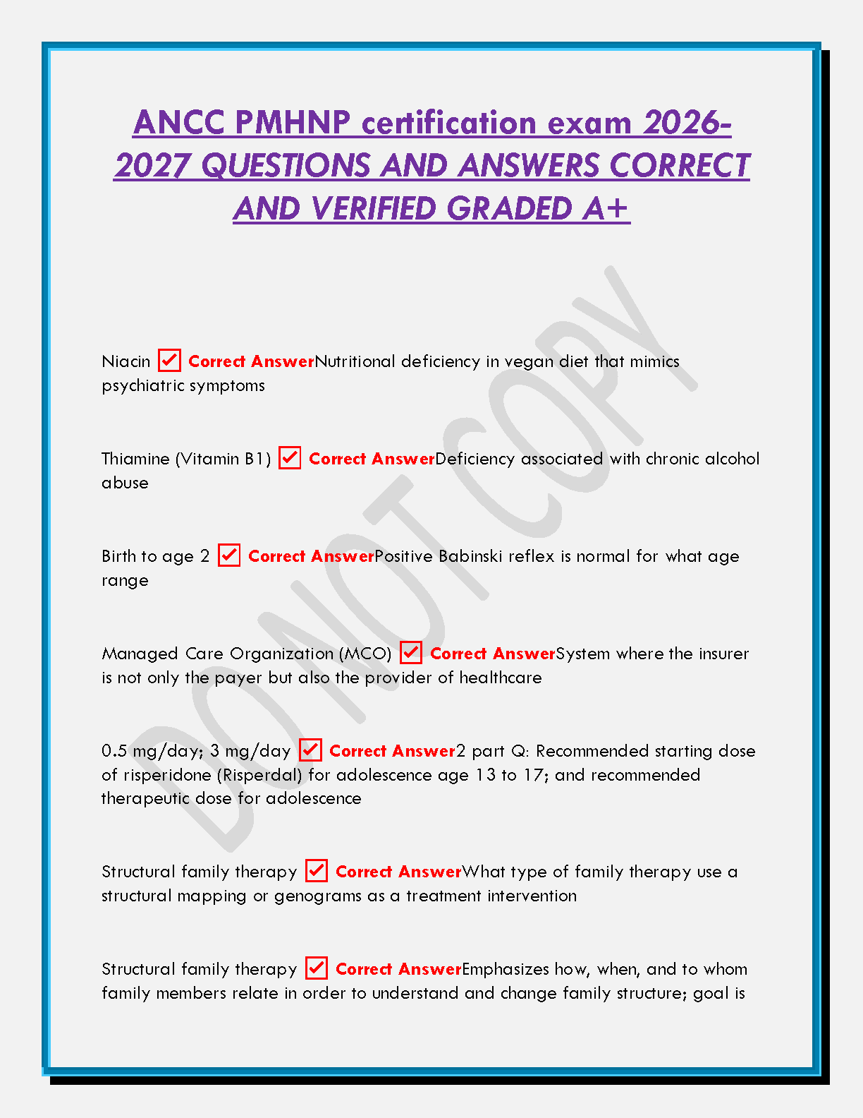 ANCC PMHNP Exam Guide 2026-2027: Questions & Answers IMG-1