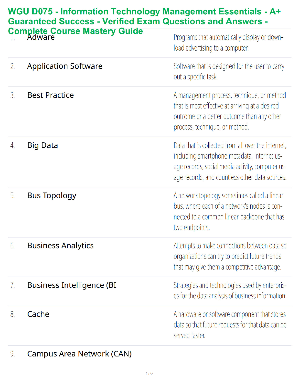 WGU D075 IT Management Essentials Test Bank with Answers IMG-1