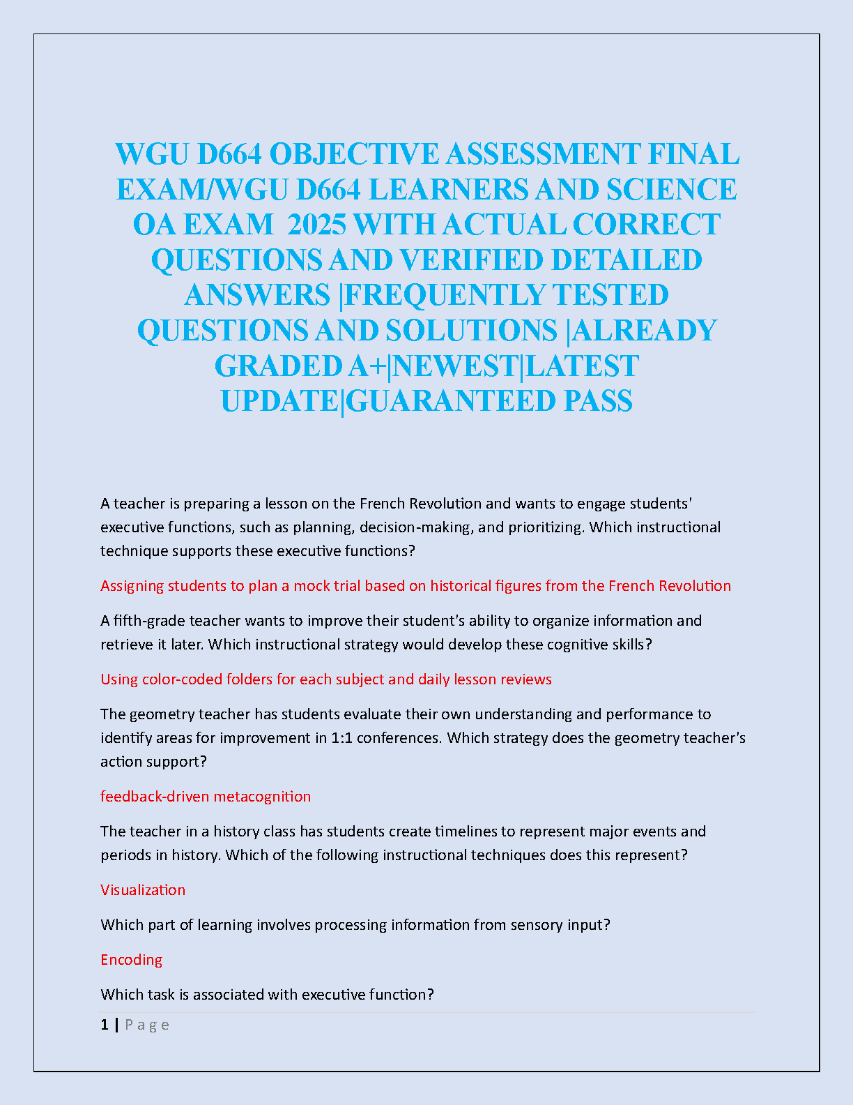 WGU D664 Test Bank 2025 Questions & Answers