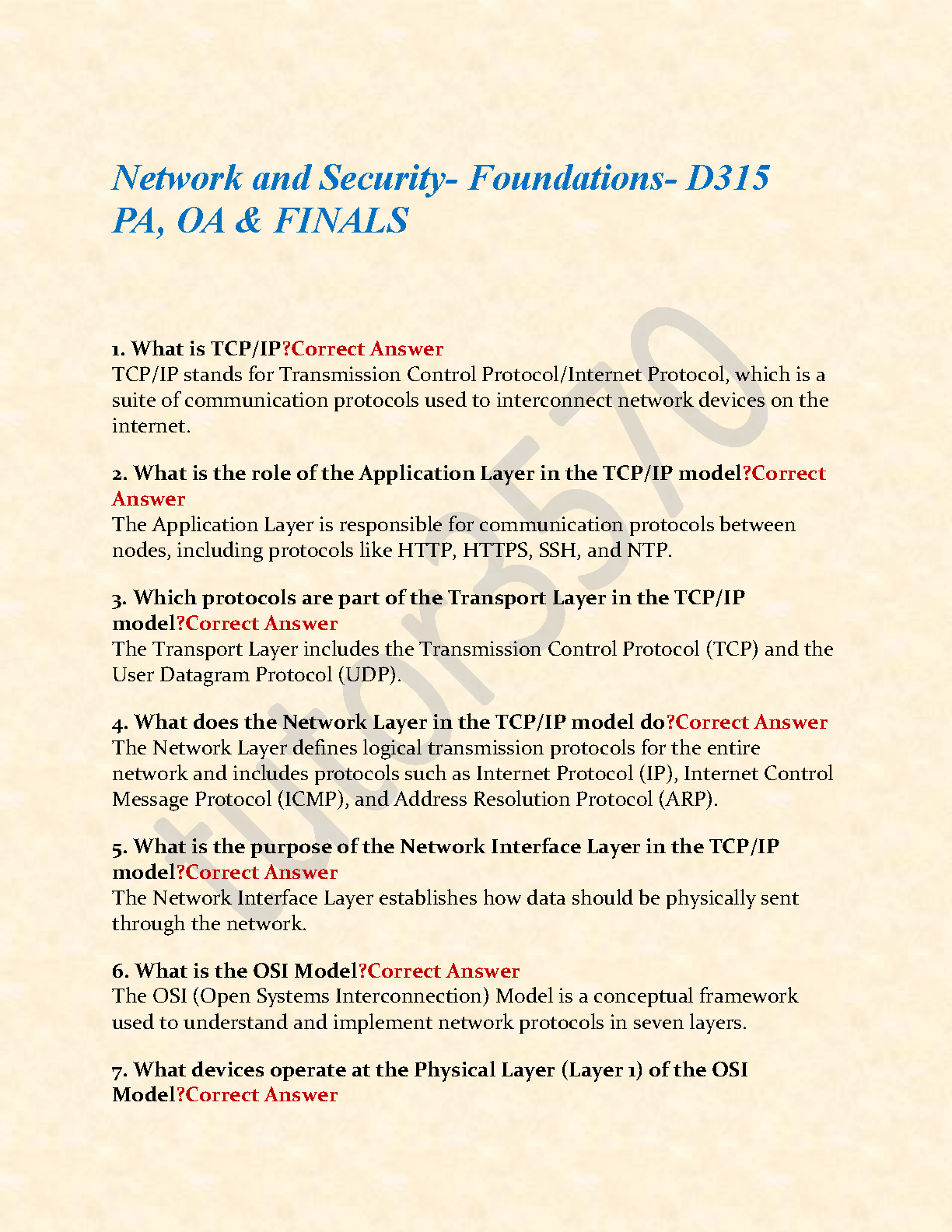 WGU D315 Network and Security Exam Questions 2026