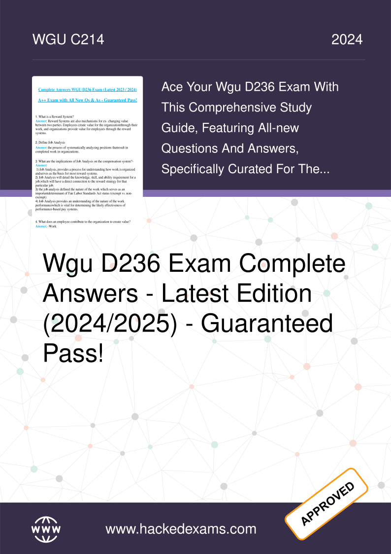 WGU D236 Exam Complete Answers 2024-2025 Study Guide