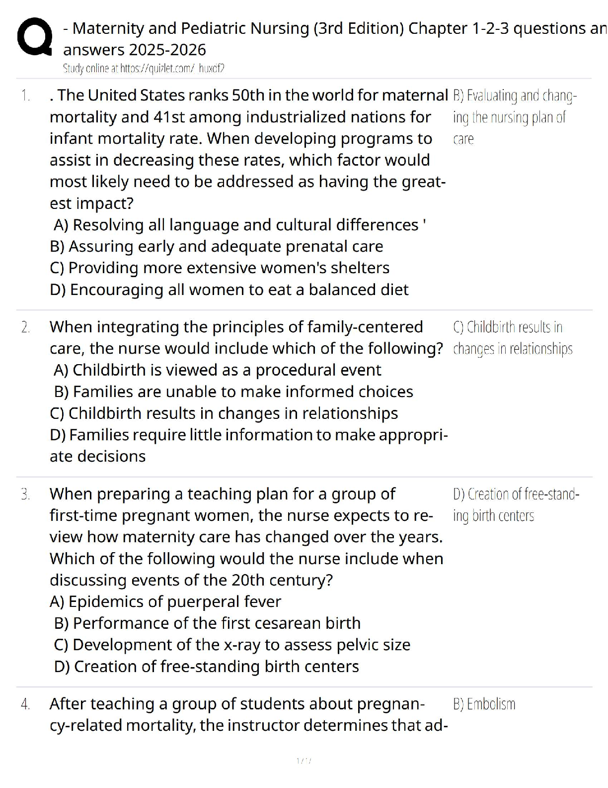 Nursing Test Bank Maternity Pediatric Ch 1-3 | 2026/27 Success IMG-1