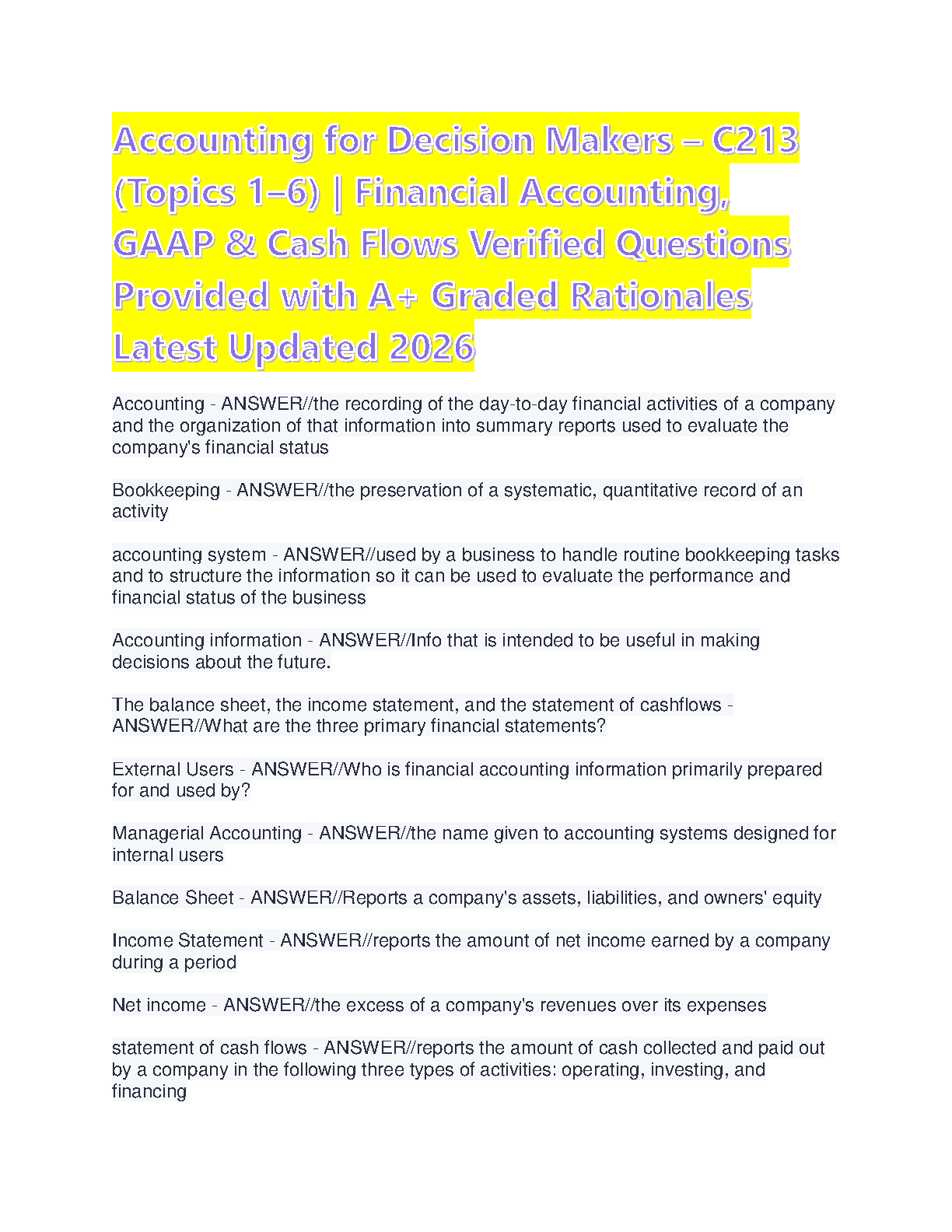 WGU C213 Accounting Exam Elaboration 2025/26 Study Guide IMG-1