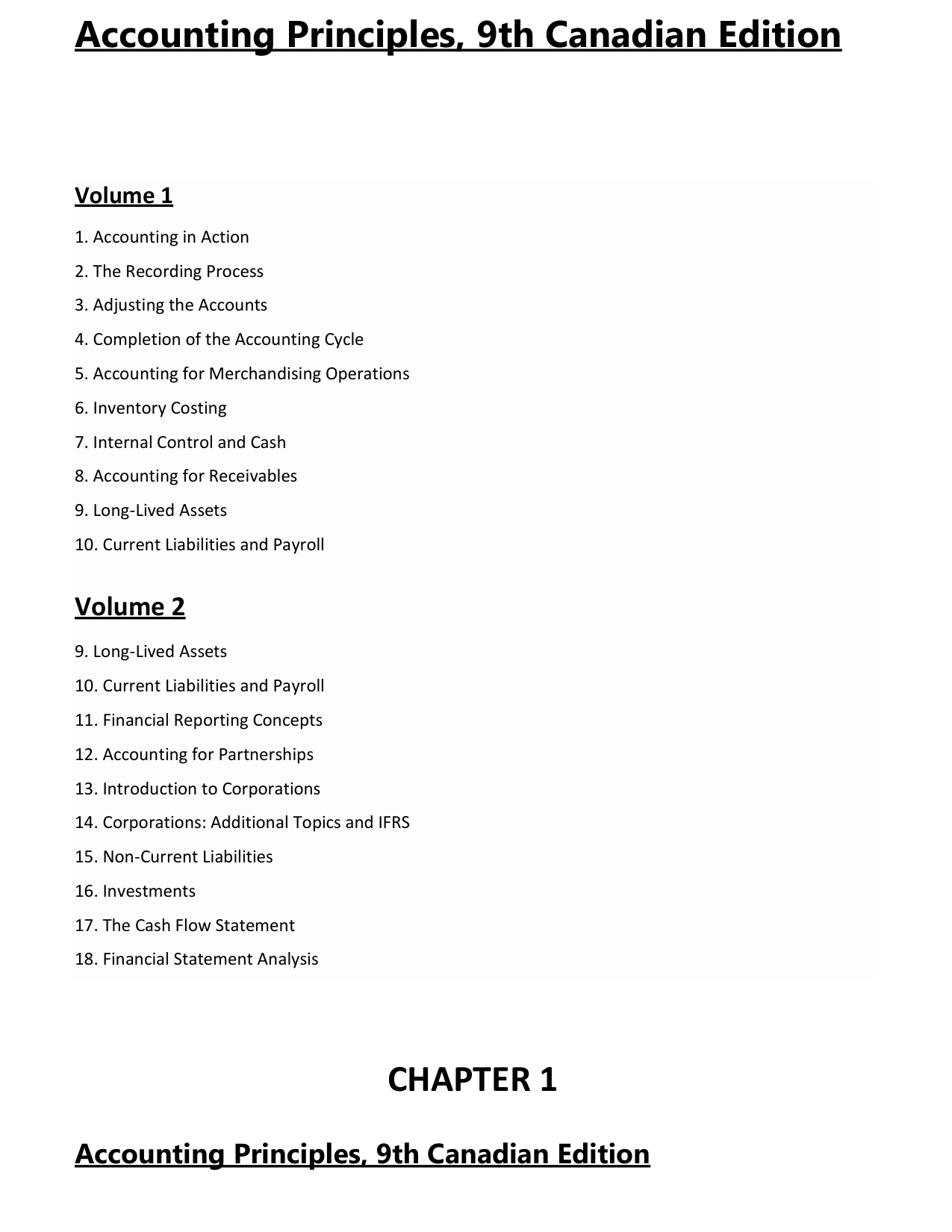 Accounting Principles, Volume 1 & 2, 9th Canadian Edition