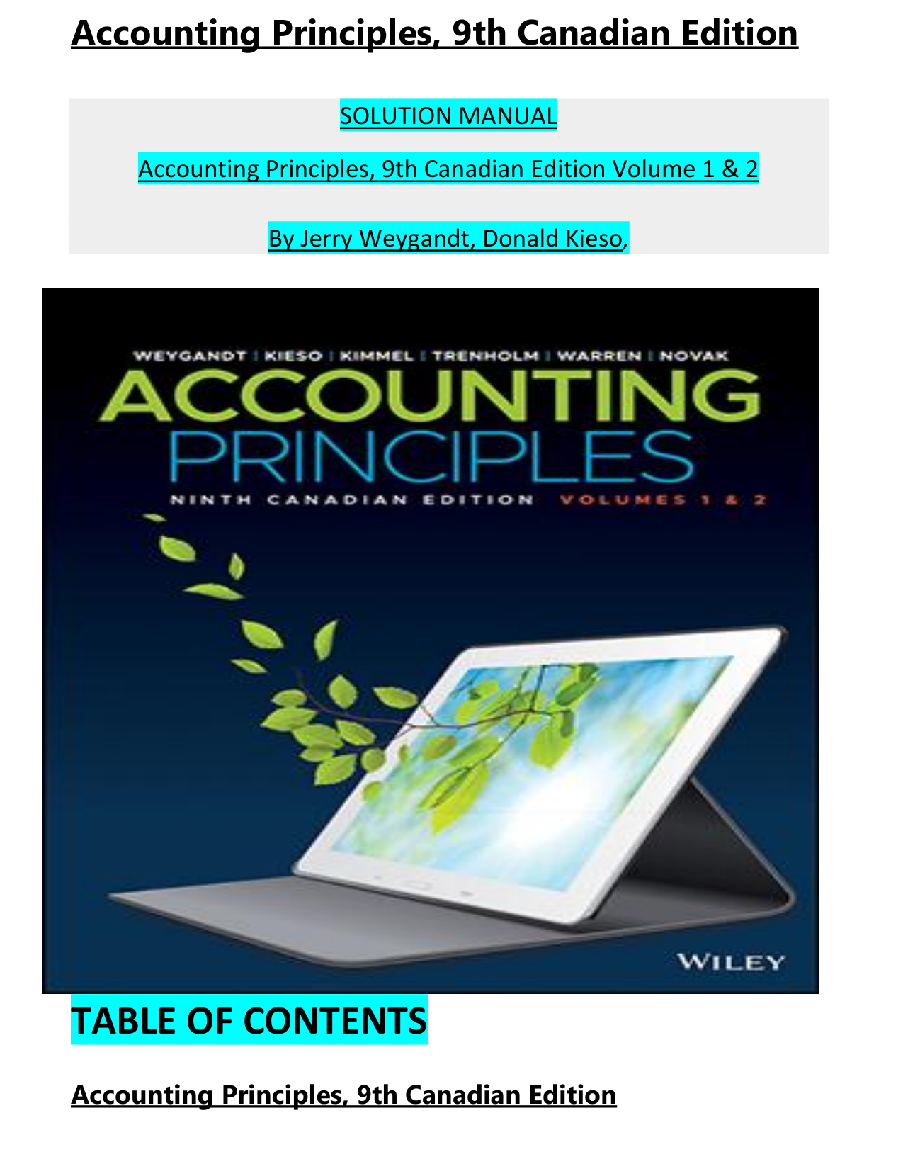 Accounting Principles, Volume 1 & 2, 9th Canadian Edition