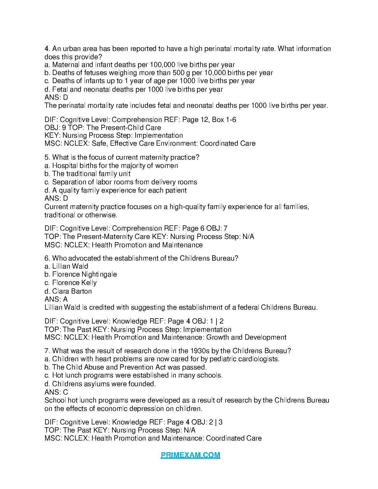 Maternity and Pediatrics Nursing Test Bank 2026/27